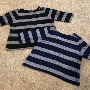 Set of two Croft & Barrows striped cotton tops w/zipper 3/5 sleeves  PLuS 2X